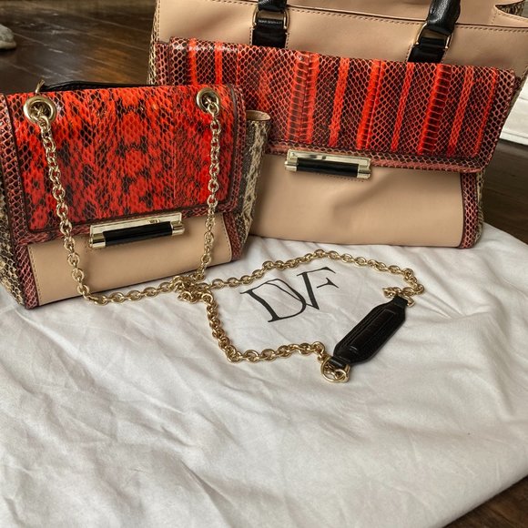 BUNDLE- DVF Black Python Shoulder Bag & Tote! - Picture 4 of 13